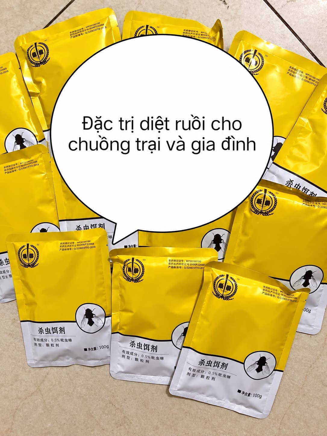 Gói diệt ruồi 100 g — cần xác nhận nhãn